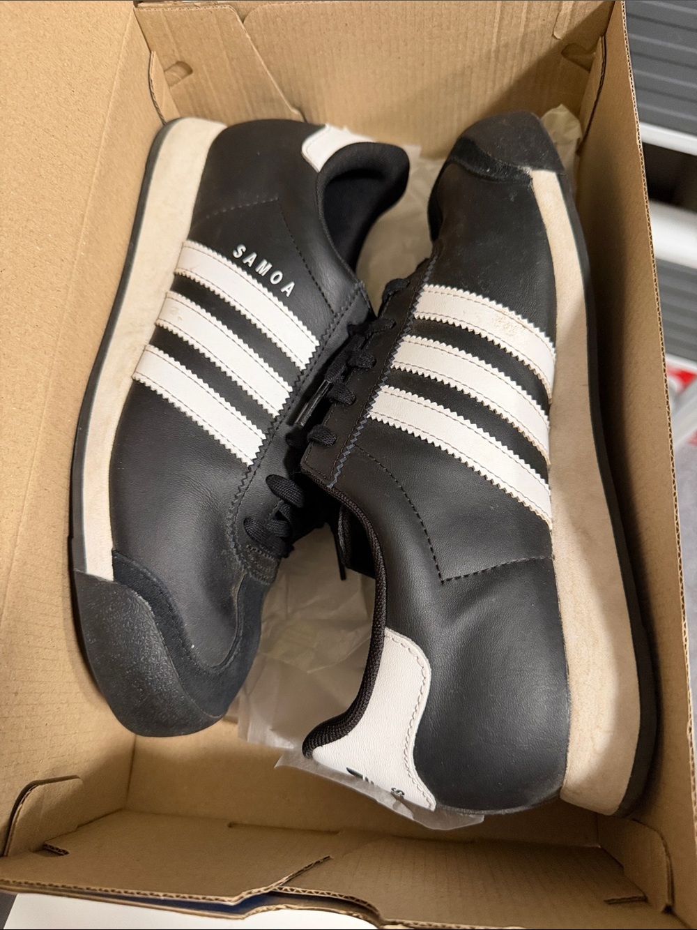 adidas Samoa Black and White Retro Running Sneakers